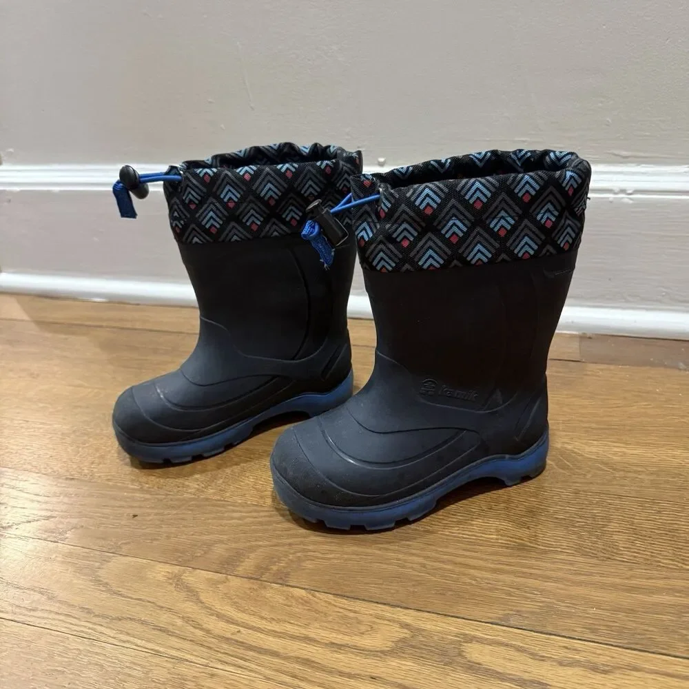 Kamik Snobuster 2 Waterproof Winter Snow Boots Navy Blue Boys Youth Size 9
